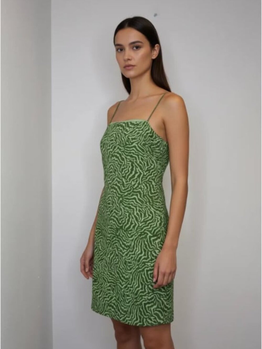 H&M Green Abstract Animal Print Mini Dress